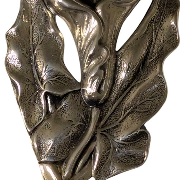 CALLA LILY Stamped Sterling Silver Vintage Retro Brooch Variegated Leaf Pin - Picture 6 of 9